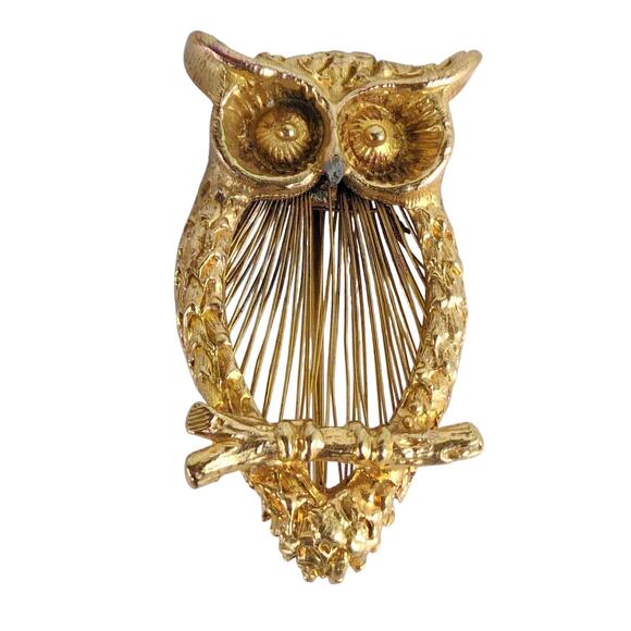 Vintage Capri Gold-tone Owl 1.6" Brooch Pin, Midcentury Modern Retro Classic - Picture 1 of 4